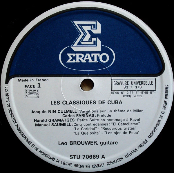 Leo Brouwer - Les Classiques De Cuba (LP, Album) - Image 5