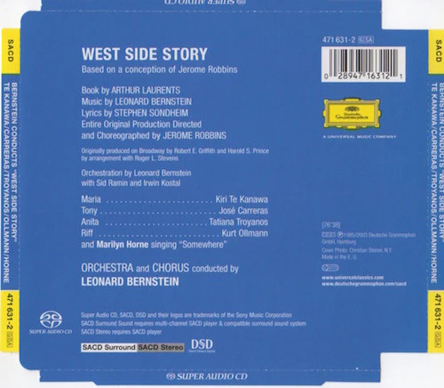 Leonard Bernstein · Kiri Te Kanawa · José Carreras · Tatiana Troyanos · Kurt Ollmann · Marilyn Horne - West Side Story (SACD, Multichannel, Album, RM) - Image 2