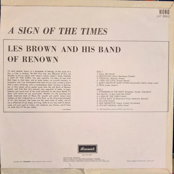 Les Brown And His Band Of Renown - A Sign Of The Times (LP, Album, Mono) - Image 2