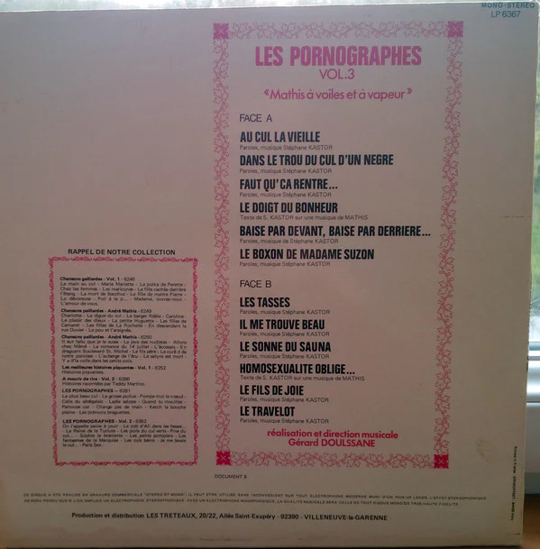Les Pornographes - Vol. 3 Mathis à Voile Et à Vapeur (12", Album, Mono) - Image 2