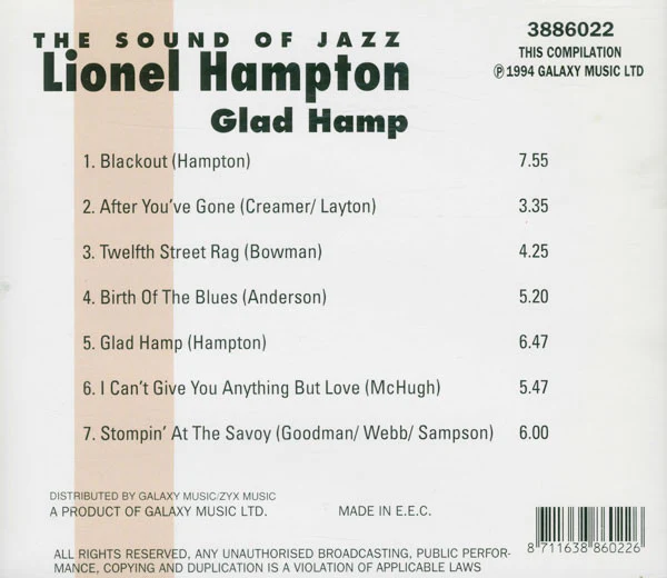 Lionel Hampton - Glad Hamp (CD, Album, RE) - Image 2