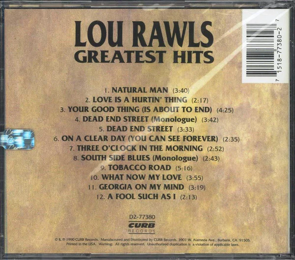 Lou Rawls - Lou Rawls Greatest Hits (CD, Album, Comp) - Image 2