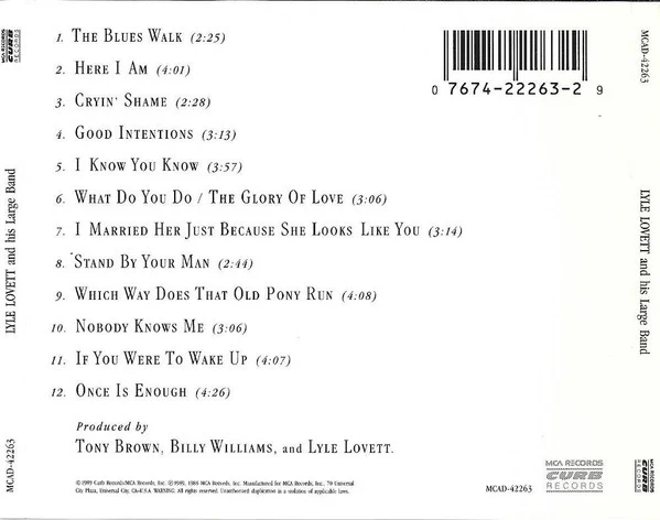 Lyle Lovett And His Large Band - Lyle Lovett And His Large Band (CD, Album) - Image 2