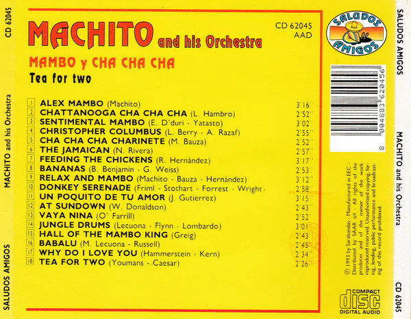Machito And His Orchestra - Mambo Y Cha Cha Cha (Tea For Two) (CD, Comp) - Image 2