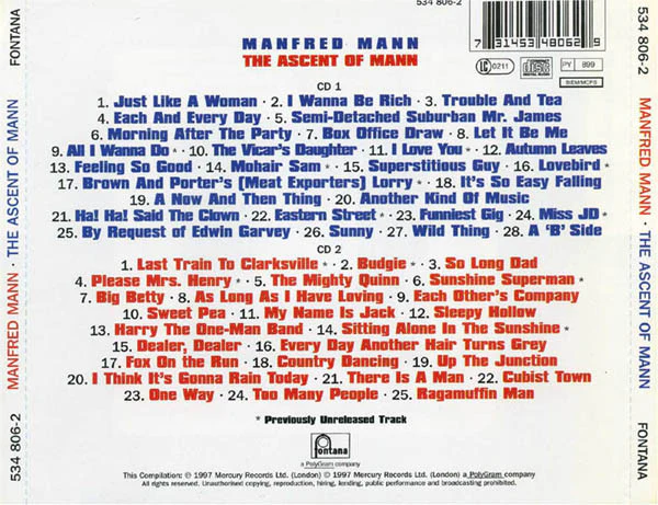 Manfred Mann - The Ascent Of Mann  (1966 To 1969 The Fontana Years) (2xCD, Comp, RM) - Image 2