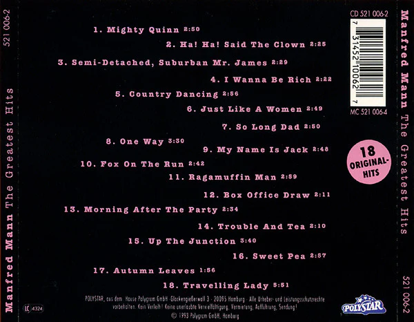 Manfred Mann - The Greatest Hits (CD, Comp) - Image 2