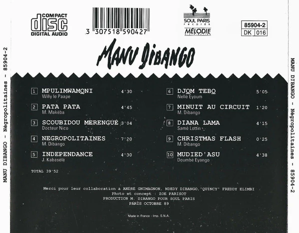 Manu Dibango - Négropolitaines Vol 1 (CD, Album) - Image 2
