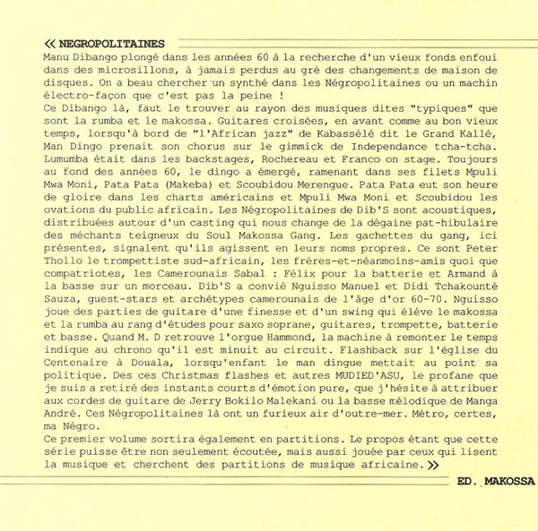 Manu Dibango - Négropolitaines Vol 1 (CD, Album) - Image 5