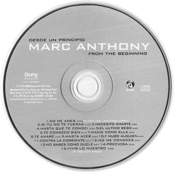 Marc Anthony - Desde Un Principio / From The Beginning (CD, Comp) - Image 5