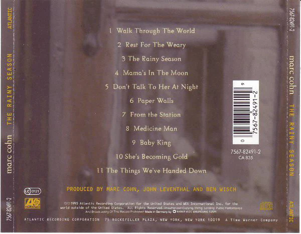 Marc Cohn - The Rainy Season (CD, Album) - Image 2
