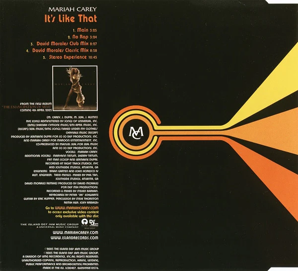 Mariah Carey - It's Like That (CD, Single) - Image 2