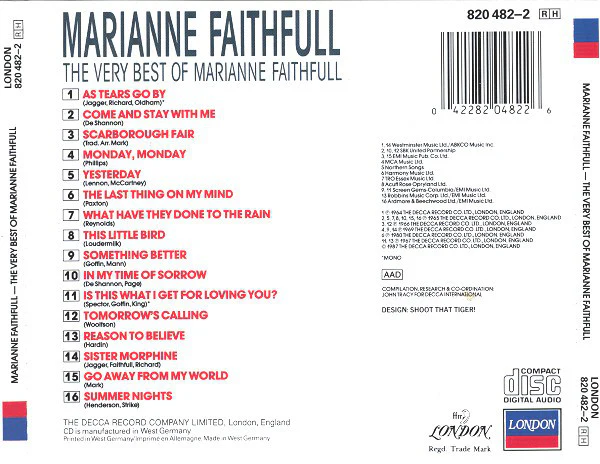 Marianne Faithfull - The Very Best Of Marianne Faithfull (CD, Comp, Mono) - Image 2