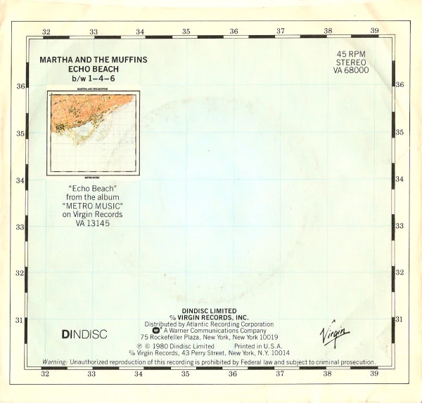 Martha And The Muffins - Echo Beach (7", Single) - Image 2