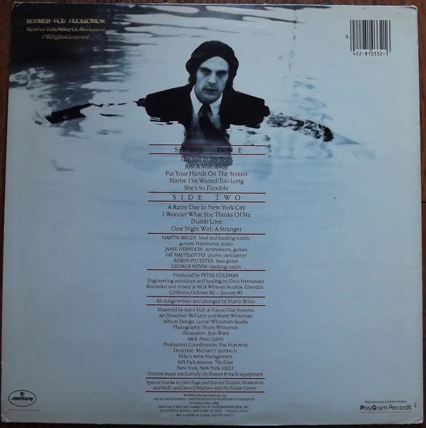 Martin Briley - One Night With A Stranger (LP, Album, PRC) - Image 2