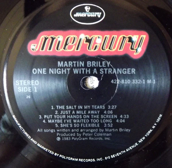 Martin Briley - One Night With A Stranger (LP, Album, PRC) - Image 3