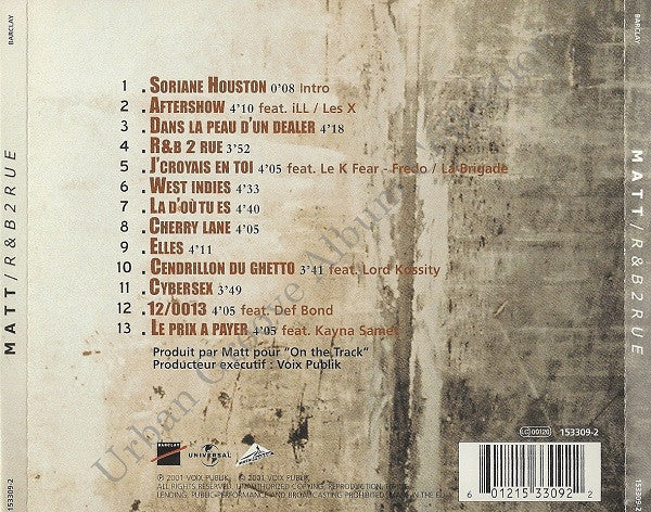 Matt  - R&B 2 Rue (CD, Album) - Image 2
