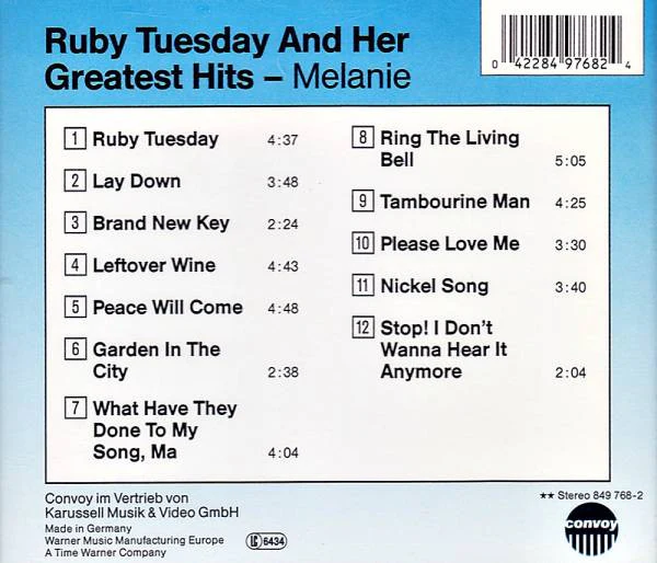 Melanie (2) - Ruby Tuesday And Her Greatest Hits (CD, Comp) - Image 2
