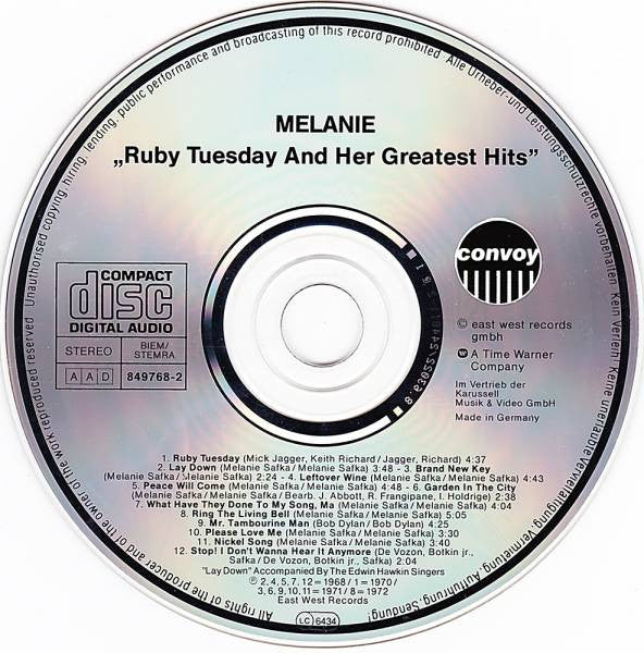 Melanie (2) - Ruby Tuesday And Her Greatest Hits (CD, Comp) - Image 5