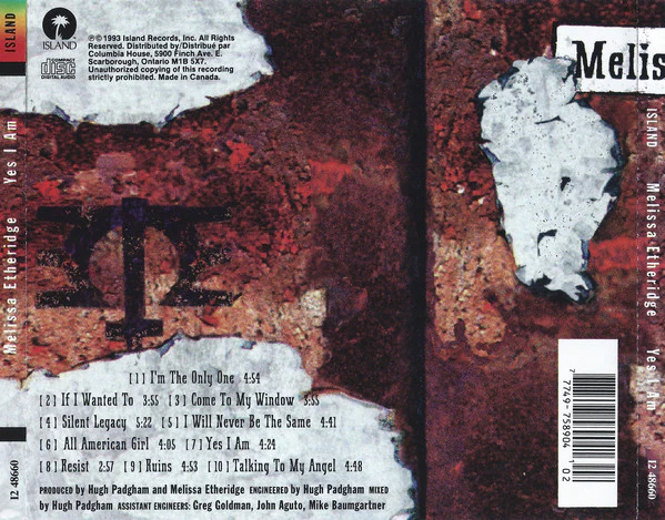 Melissa Etheridge - Yes I Am (CD, Album, Club) - Image 2