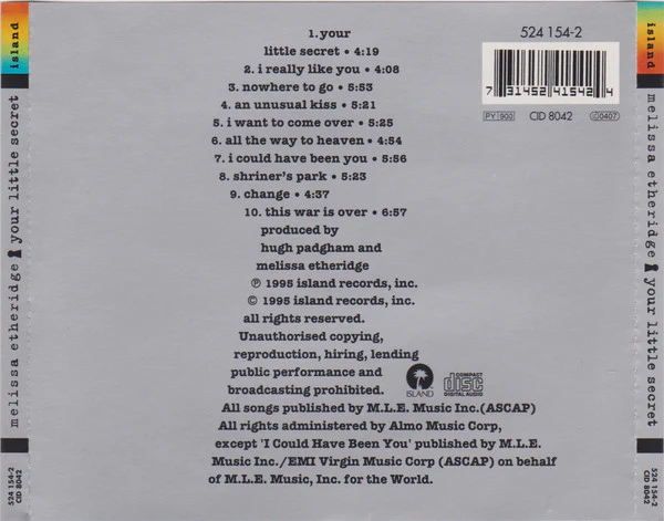 Melissa Etheridge - Your Little Secret (CD, Album) - Image 3