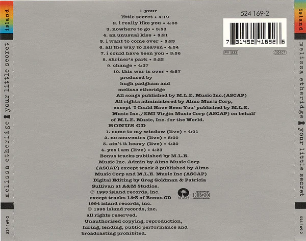 Melissa Etheridge - Your Little Secret (CD, Album + CD + Ltd) - Image 3