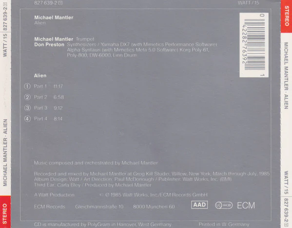 Michael Mantler - Alien (CD, Album) - Image 2