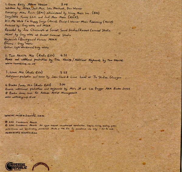MIKA (8) - Grace Kelly (CD, Single, Promo) - Image 3