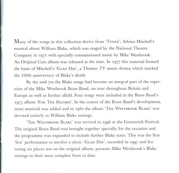 Mike Westbrook - Glad Day (Settings Of William Blake) (2xCD, Album) - Image 5