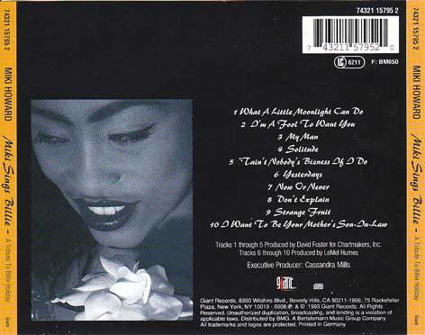 Miki Howard - Miki Sings Billie (A Tribute To Billie Holiday) (CD, Album) - Image 2