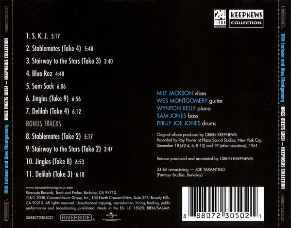 Milt Jackson And Wes Montgomery - Bags Meets Wes! (CD, Album, RE, RM) - Image 2