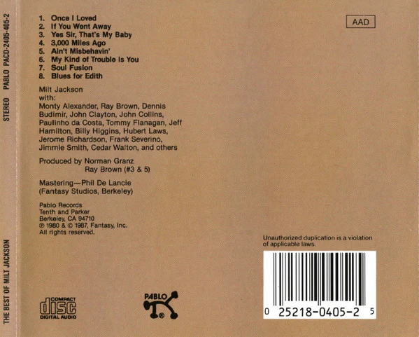 Milt Jackson - The Best Of Milt Jackson (CD, Comp) - Image 2