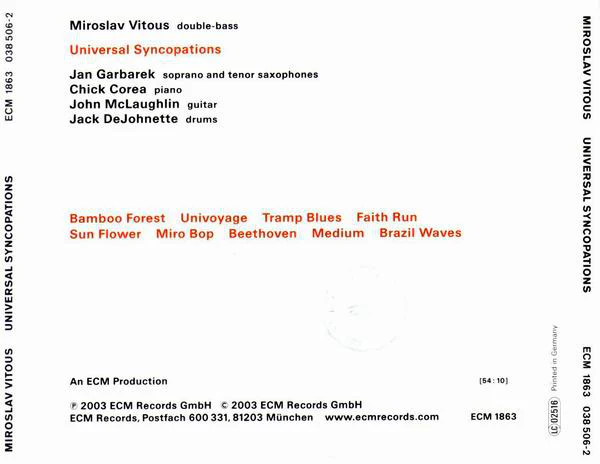 Miroslav Vitous - Universal Syncopations (CD, Album) - Image 4