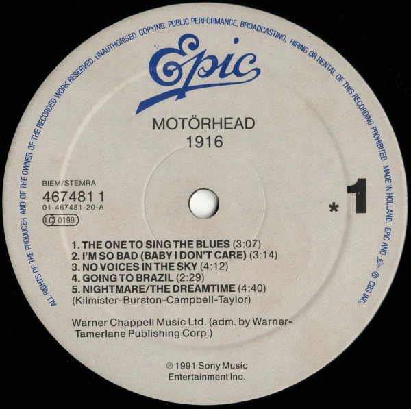 Motörhead - 1916 (LP, Album) - Image 3