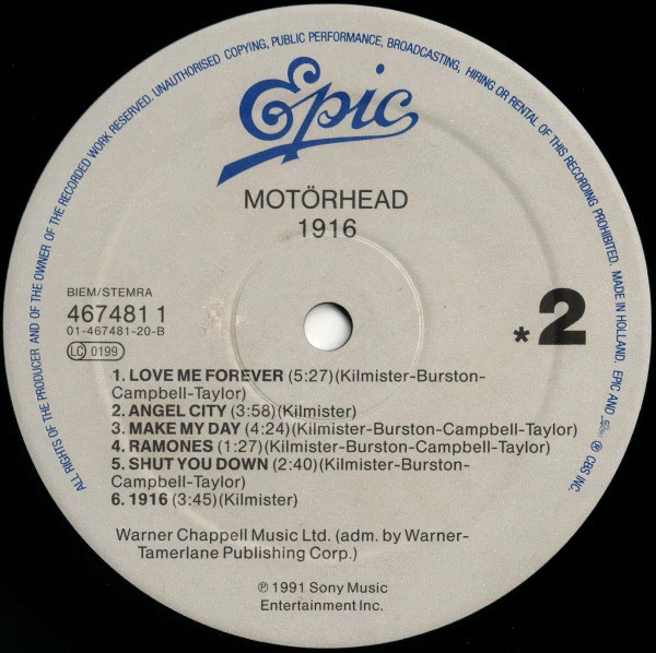 Motörhead - 1916 (LP, Album) - Image 4