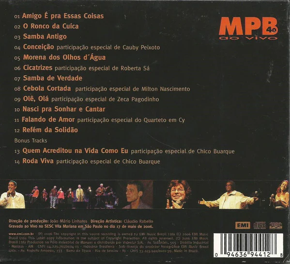 MPB4 - 40 Anos Ao Vivo (CD, Album) - Image 2