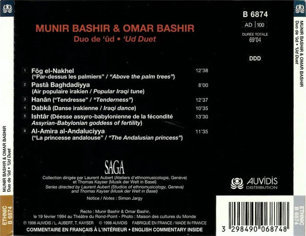 Munir Bashir & Omar Bashir - Duo De 'ûd = 'Ud Duet (CD, Album) - Image 2