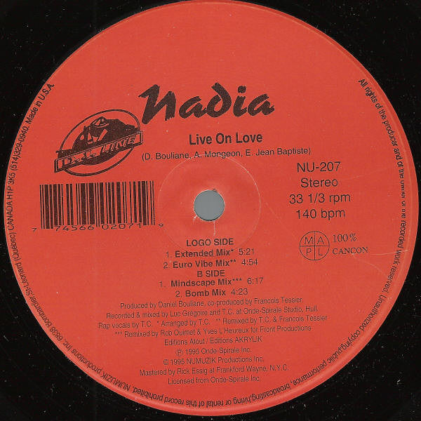 Nadia - Live On Love (12", Maxi)
