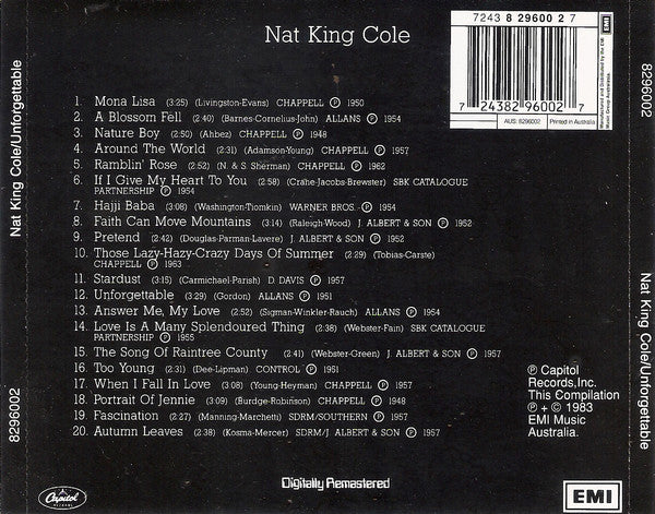 Nat King Cole - Unforgettable (CD, Comp, RM) - Image 2