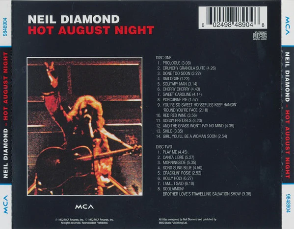 Neil Diamond - Hot August Night (2xCD, Album, RE) - Image 2