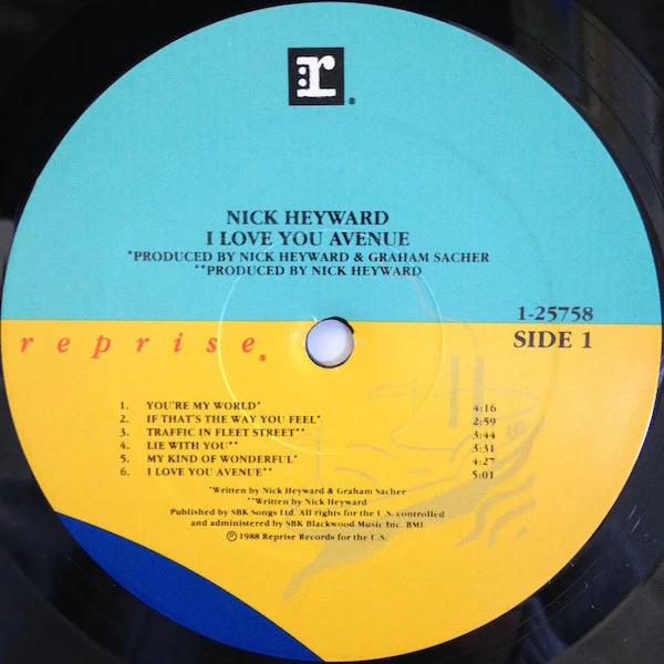 Nick Heyward - I Love You Avenue (LP, Album, All) - Image 3