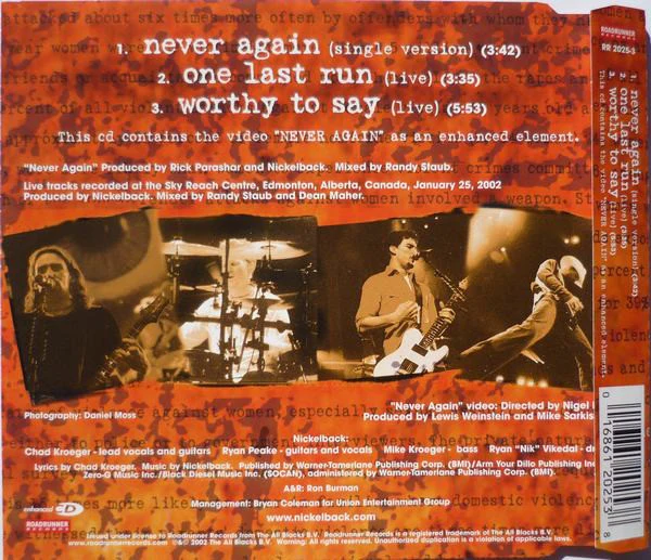 Nickelback - Never Again (CD, Single, Enh) - Image 2