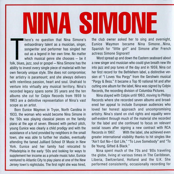 Nina Simone - The Amazing Nina Simone / Nina Simone At Town Hall (CD, Comp) - Image 5