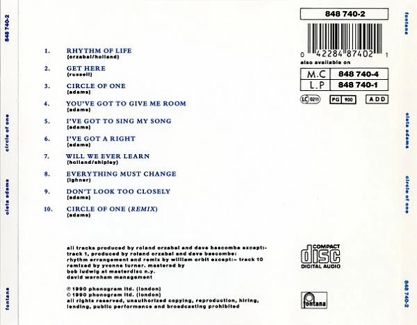 Oleta Adams - Circle Of One (CD, Album, RE) - Image 2