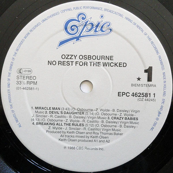 Ozzy Osbourne - No Rest For The Wicked (LP, Album) - Image 3