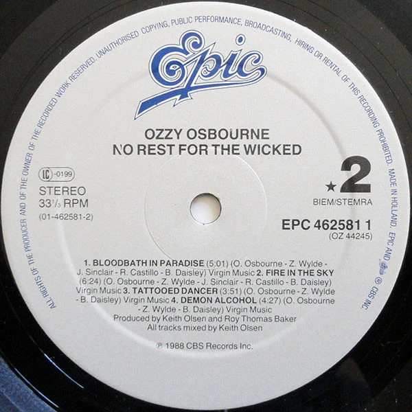 Ozzy Osbourne - No Rest For The Wicked (LP, Album) - Image 4