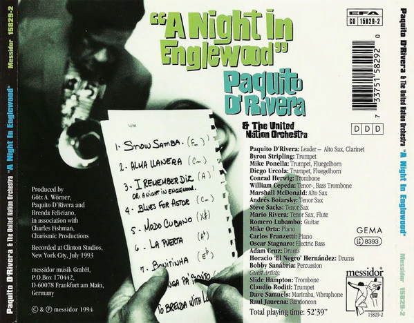 Paquito D'Rivera & The United Nation Orchestra - A Night In Englewood (CD, Album) - Image 2