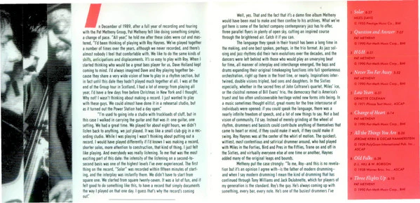 Pat Metheny W/ Dave Holland & Roy Haynes - Question And Answer (CD, Album) - Image 4