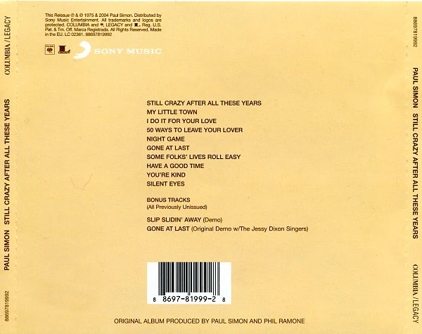 Paul Simon - Still Crazy After All These Years (CD, Album, RE, RM, Exp) - Image 2