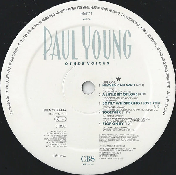 Paul Young - Other Voices (LP, Album) - Image 3