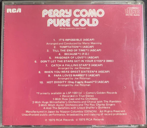 Perry Como - Pure Gold (CD, Comp) - Image 2